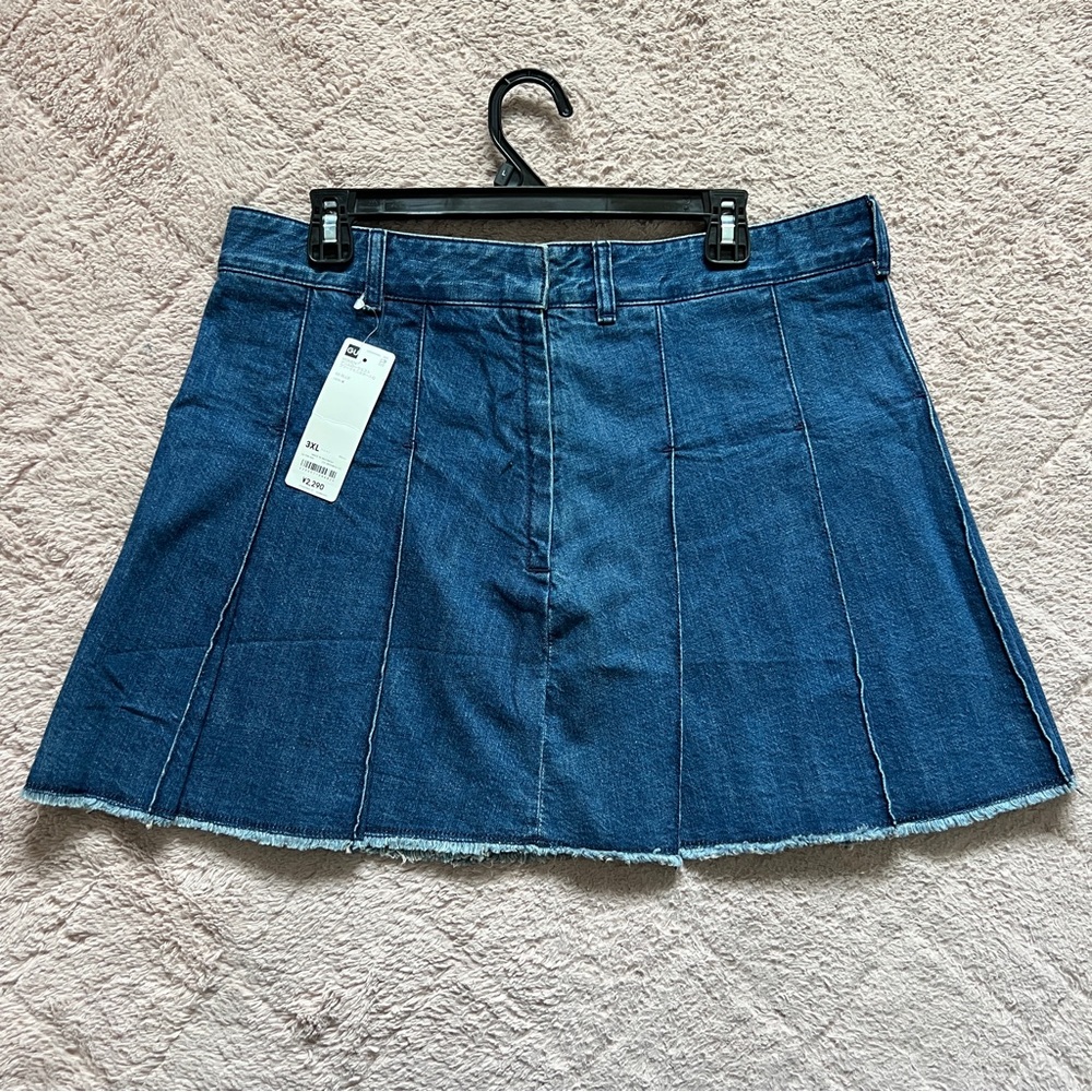NWT GU Japan Cotton Denim‎ Mini Skirt Women's Size 3XL